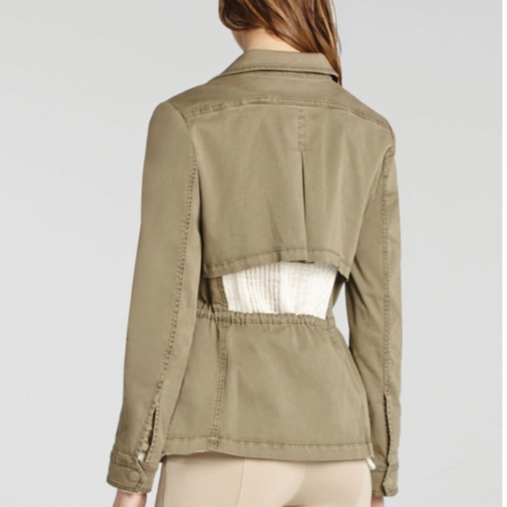 BCBGMAXAZRIA Bronnen Open Back Cargo Jacket XS Olive Green Utility Jacket - Picture 3 of 7